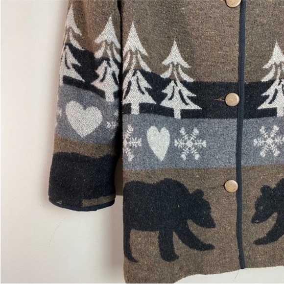 Brown Bear and Tree Pattern Pea Coat - Picture 4 of 7